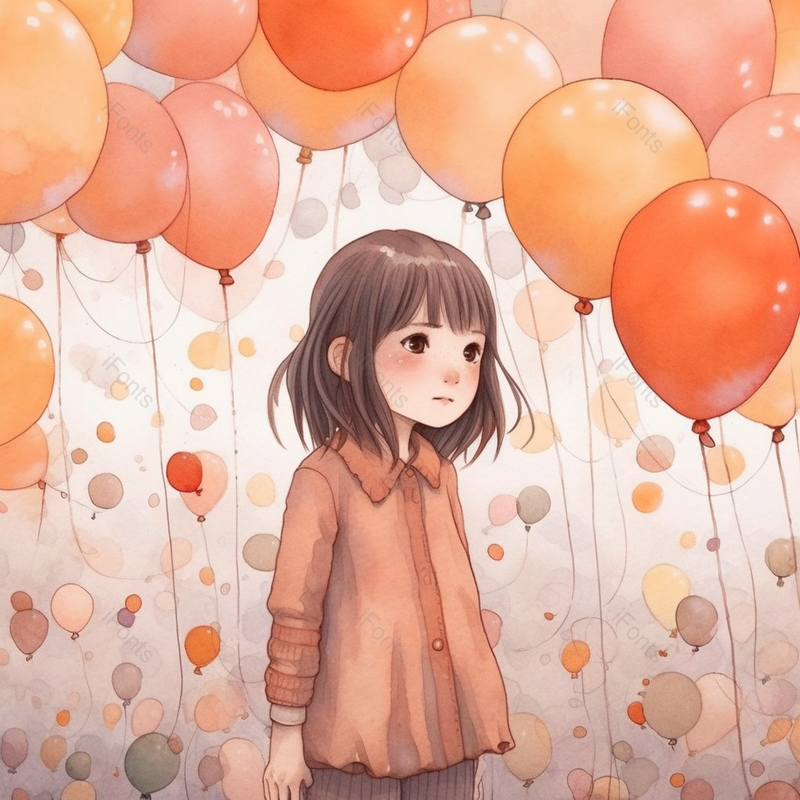 右前方清纯一个女孩小孩欢乐气球飘起来纯洁可爱插画,插画/手绘图,插画/手绘图库,插画/手绘图下载,插画/手绘
